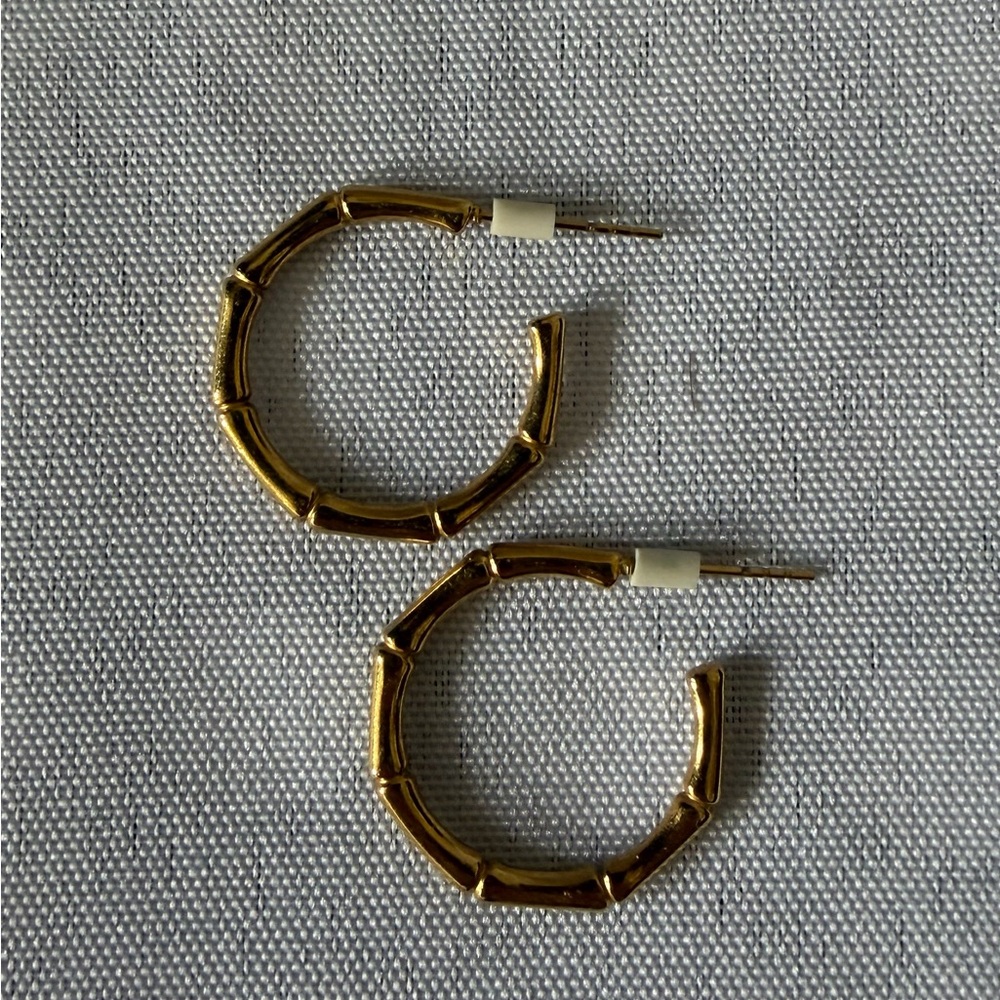 Gold Bamboo Hoop Earrings